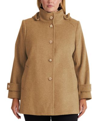 Plus Size Hooded Button-Front Coat 
