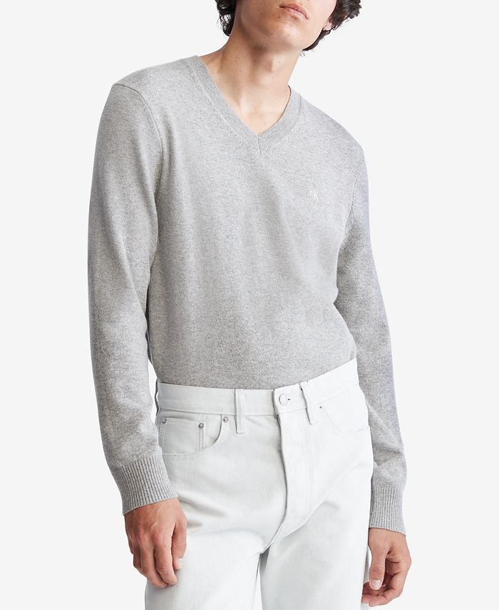 Calvin Klein Men's Regular-Fit Merino Wool V-Neck Sweater & Reviews -  Sweaters - Men - Macy's