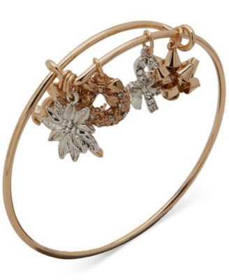 Anne Klein - Two-Tone Crystal Holiday Charm Bangle Bracelet