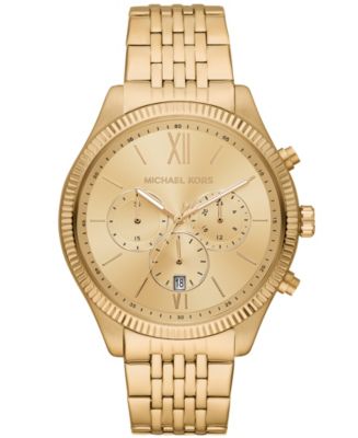 Michael Kors Men's Benning Chronograph Gold-Tone Stainless Steel Bracelet  Watch 43mm & Reviews - All Watches - Jewelry & Watches - Macy's
