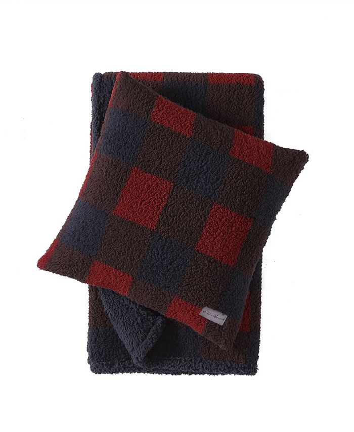 Eddie Bauer Cabin Plaid Sherpa Reversible 2 Piece Throw and Pillow Cover Set Macy's