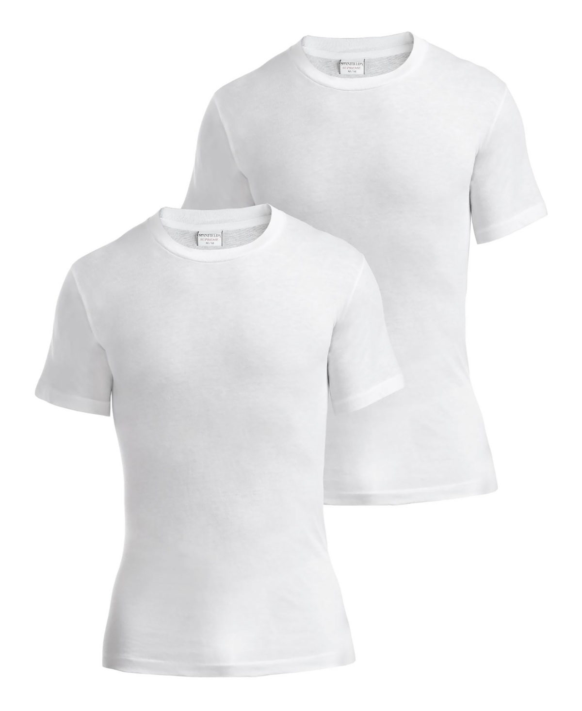 Shop Stanfield's Men's Supreme Cotton Blend Crew Neck Undershirts, Pack Of 2 In White