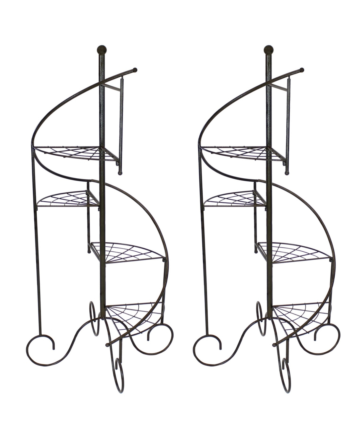 Black Iron 4-Tier Spiral Staircase Plant Stand - 56 in - Set of 2 - Black