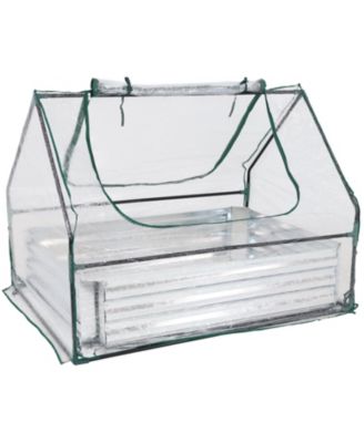 Steel Raised Garden Bed with PVC Greenhouse Cover - Clear