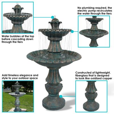 Nouveau 41-Inch Tall 2-Tier Outdoor Garden Water Fountain - Green