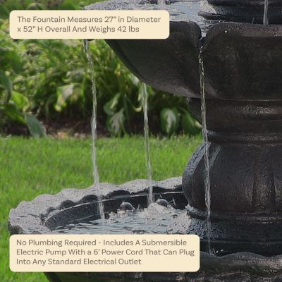 52"H Electric Fiberglass and Resin 4-Tier Pineapple Top Outdoor Water Fountain