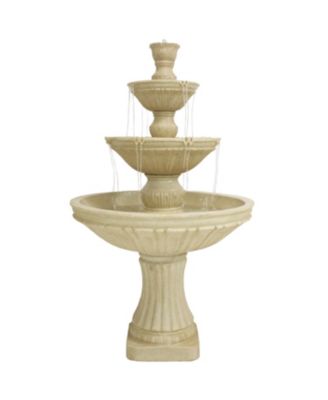 Classic Designer 55-Inch 3-Tier Polystone Outdoor Water Fountain - Electric Submersible Pump - Dark Brown