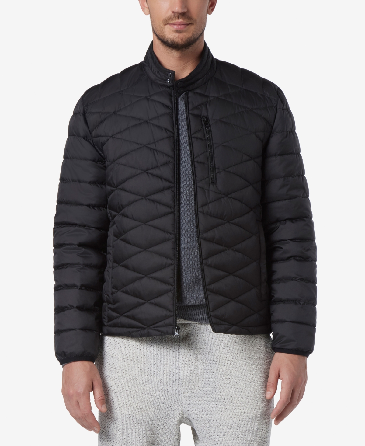 Marc New York Men's Racer Style Quilted Packable Jacket In Ink