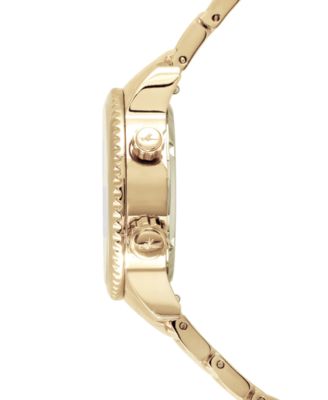 Women's Elise Swiss Tri-Time 28k Gold Ion-Plated Stainless Steel Bracelet Watch 33mm