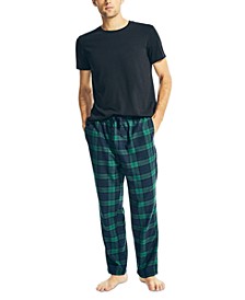 Men's 2-Pc. Classic-Fit Solid T-Shirt & Plaid Flannel Pajama Pants Set
