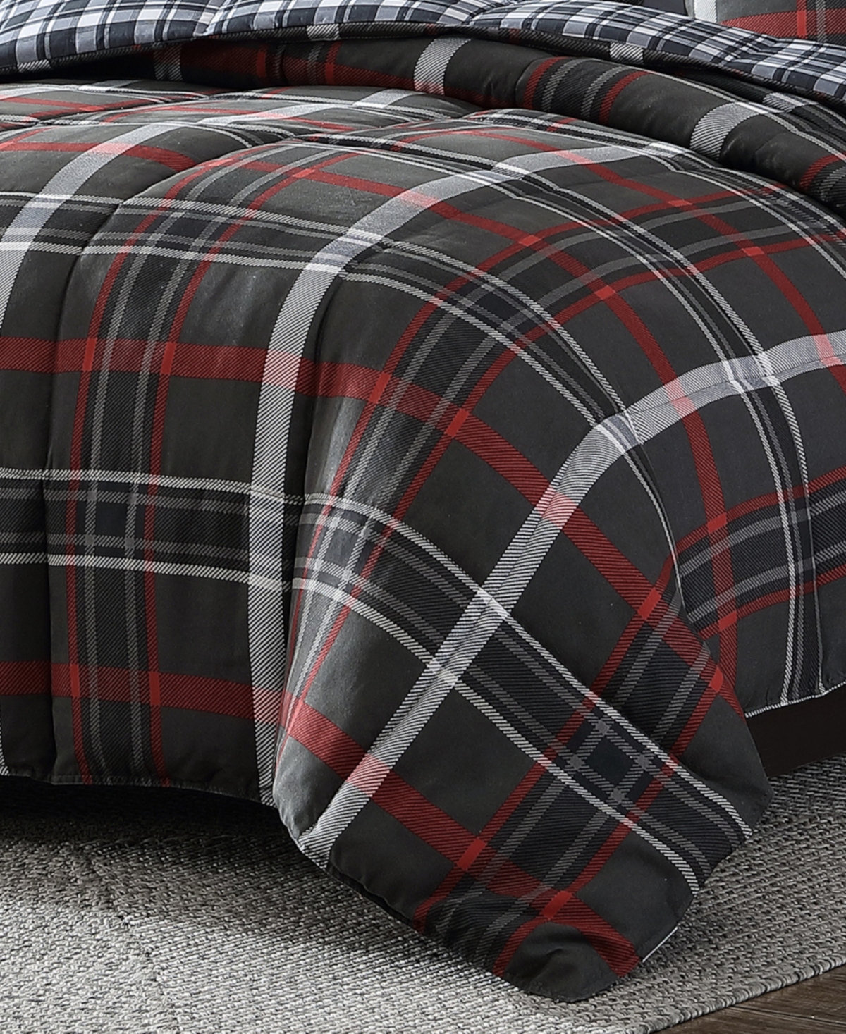 Closeout! Eddie Bauer Willow Plaid Microsuede Reversible Comforter Set