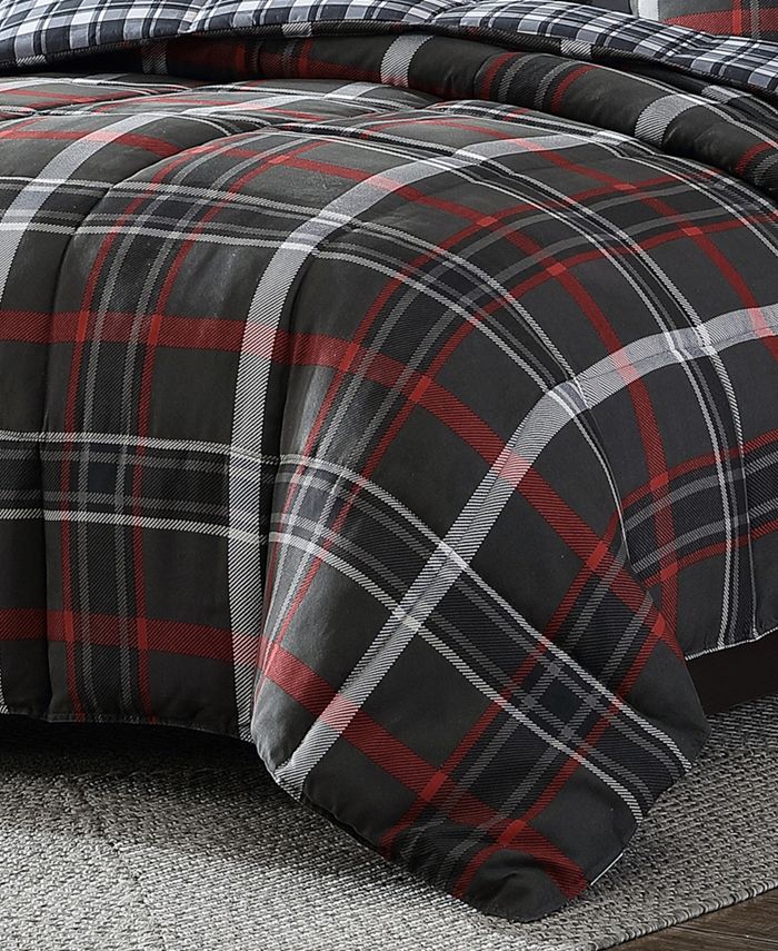 Eddie Bauer Willow Plaid Microsuede Down Alt Reversible Comforter Set