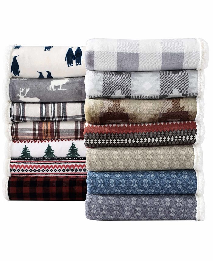 Eddie Bauer Fair Isle Ultra Soft Plush Fleece Reversible Oversized