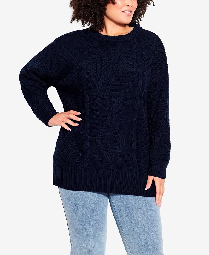 AVENUE Plus Size Serendipity Cable Knit Sweater Macy's