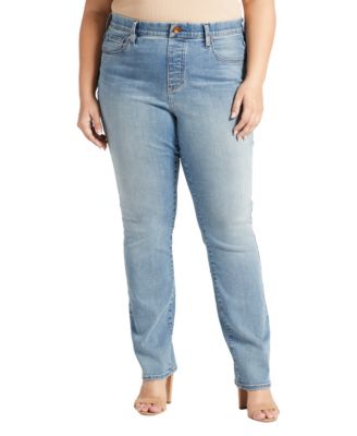 JAG Women's Vivie High Rise Straight Leg Pull-On Jeans - Stretch Comfort, No Zipper, 5-Pocket Style