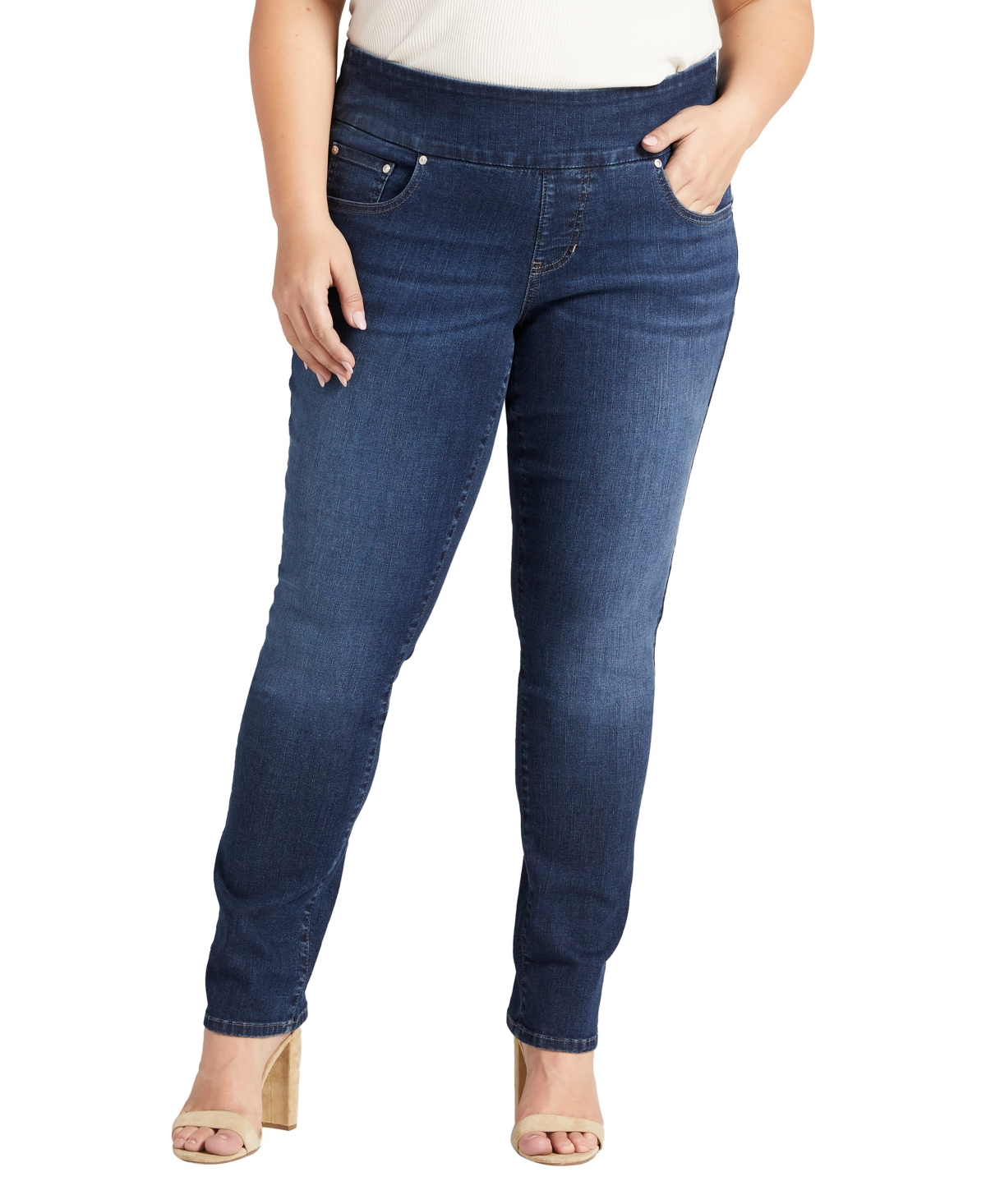 Plus Size Nora Mid Rise Skinny Pull-On Jeans - Anchor Blue