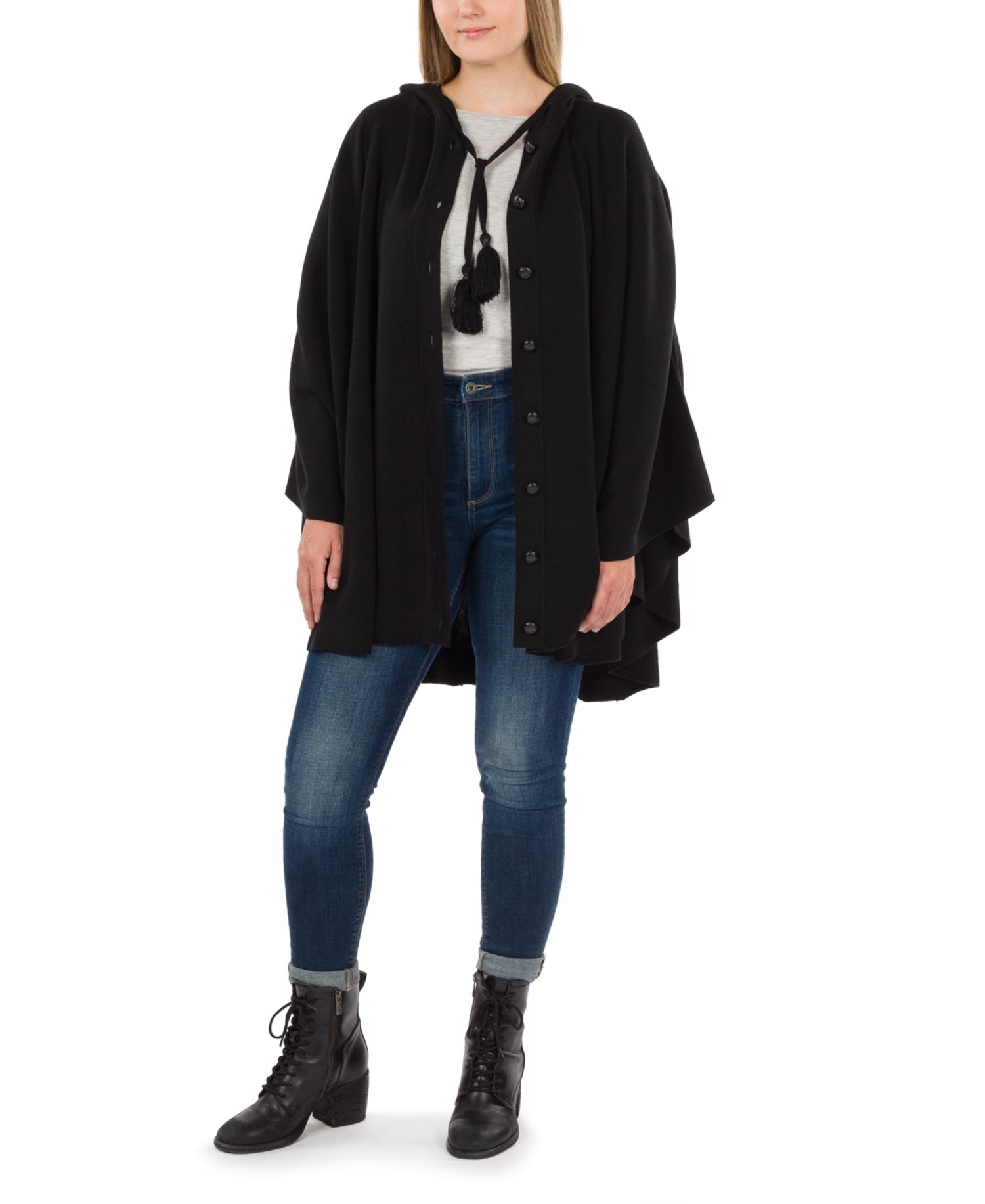 Women's Hooded Cape with Buttons