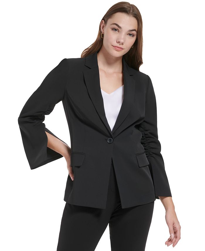 Calvin Klein Women's Ruched Sleeve Split Cuff Blazer & Reviews - Jackets &  Blazers - Women - Macy's