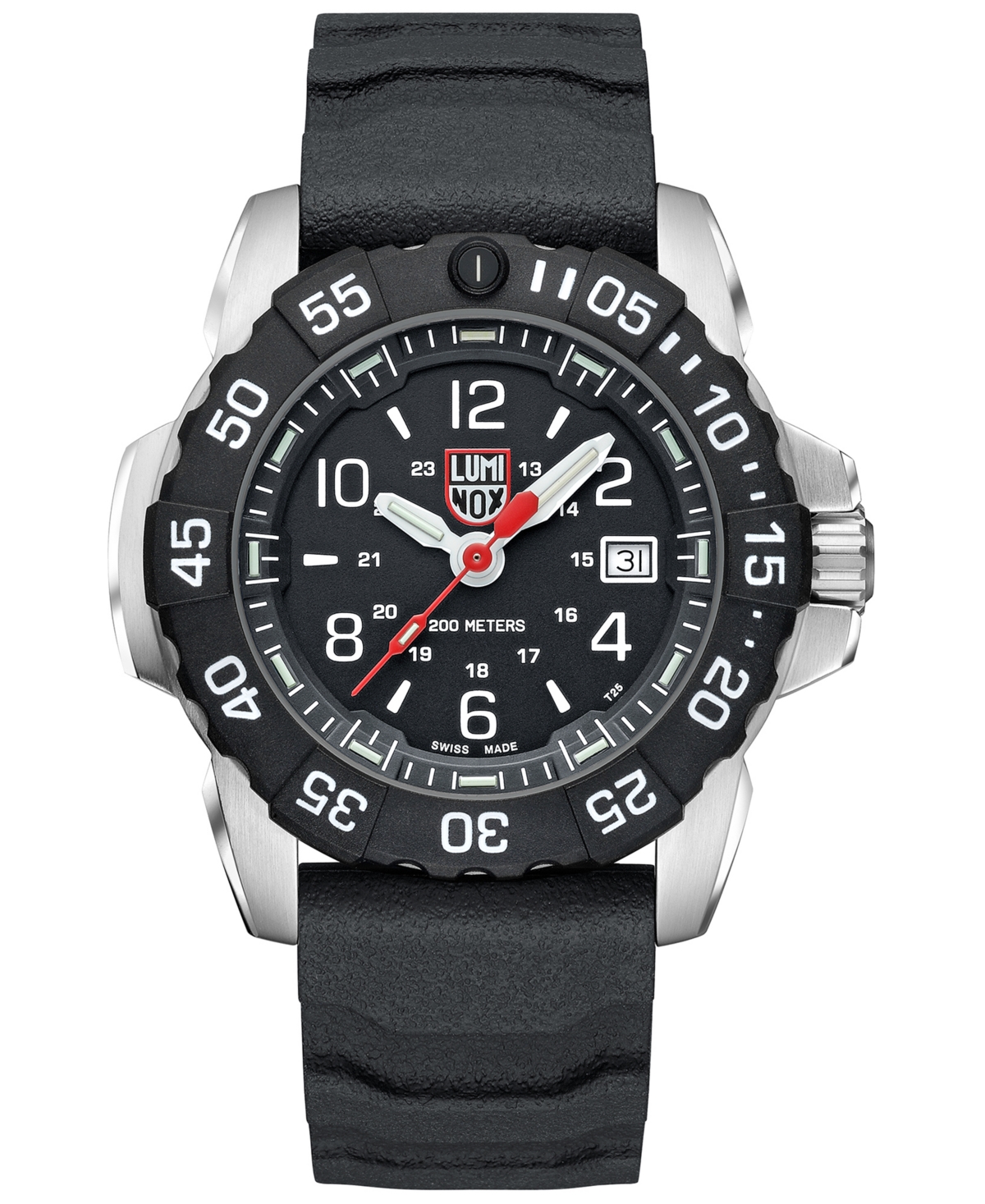 Men's Swiss Navy Seal Rsc Black Rubber Strap Watch 45mm