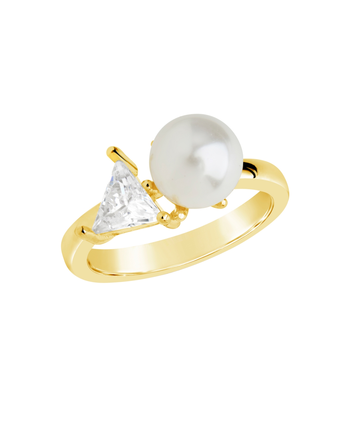 Sterling Forever Cubic Zirconia And Imitation Pearls Dara Ring In Gold-plated