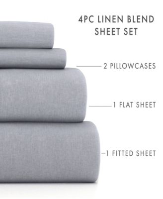 300 Thread Count Linen Rayon From Bamboo Blend Deep Pocket 4-Pc. Sheet Set, Queen
