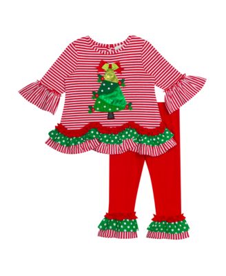 Rare Editions Baby Girls Stripe Knit Tree Applique Top with Knit