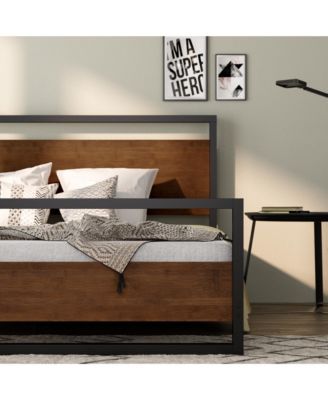 Zinus Suzanne Bamboo and Metal Platform Bed Frame with Footboard, King
