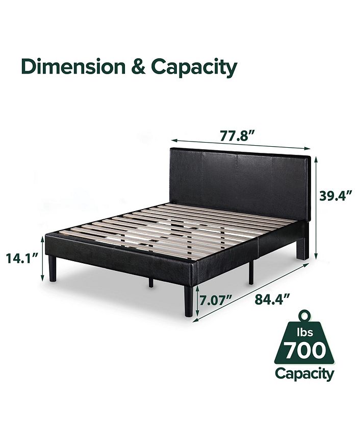 Zinus Gerard Deluxe Faux Leather Upholstered Platform Bed / Wood Slat