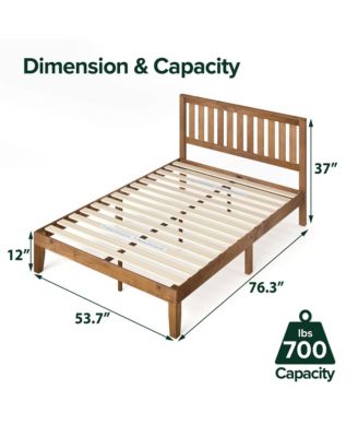 Zinus Alexia 12" Wood Platform Bed With Headboard, Rustic Pine Finish ...