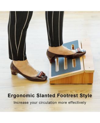 Under Desk Footrest, Slanted Non-slip Wooden Step Stool For Home And Office