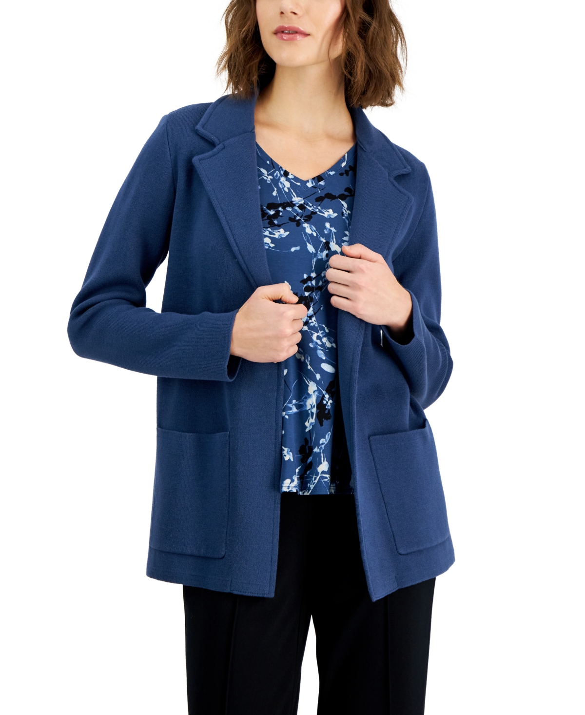 Alfani Petite Open-front Cardigan, Created For Macy's In Sargasso Sea