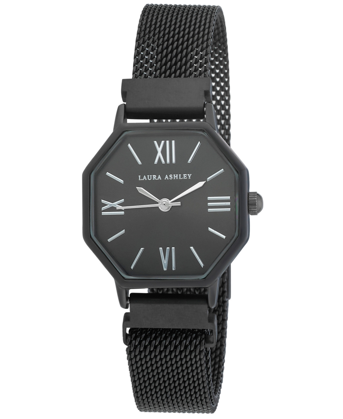 Women's Octagon Black Alloy Mesh Bracelet Watch 25mm - Gun Metal