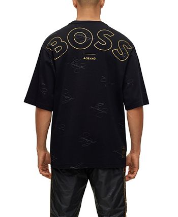 BOSS - Monogram-filled logo T-shirt in interlock cotton