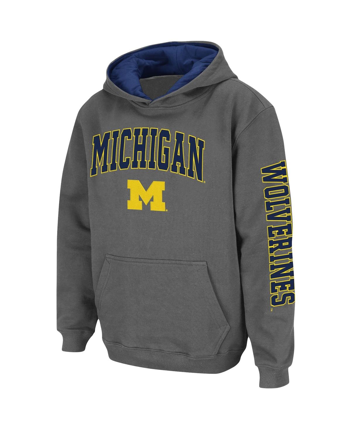 Colosseum Youth Boys  Charcoal Michigan Wolverines 2-hit Team Pullover Hoodie In Charcoal
