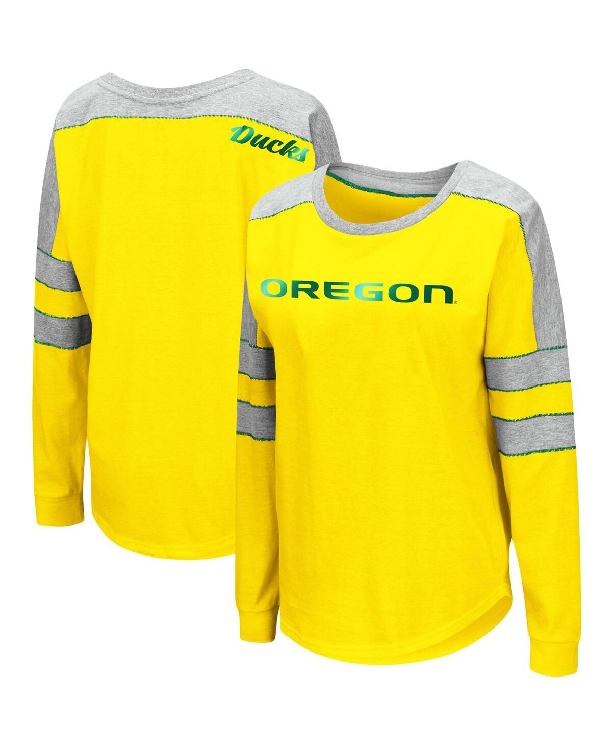 Colosseum Women's  Yellow Oregon Ducks Trey Dolman Long Sleeve T-shirt