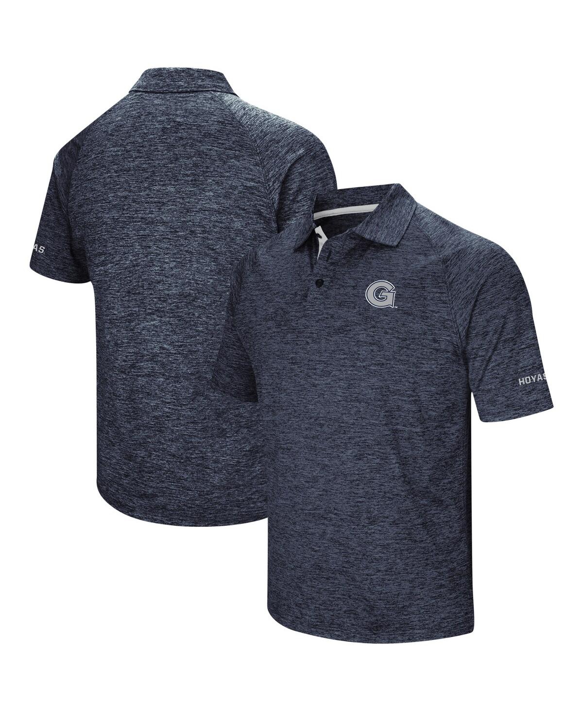Men's Colosseum Heathered Navy Georgetown Hoyas Down Swing Raglan Polo Shirt - Heathered Navy