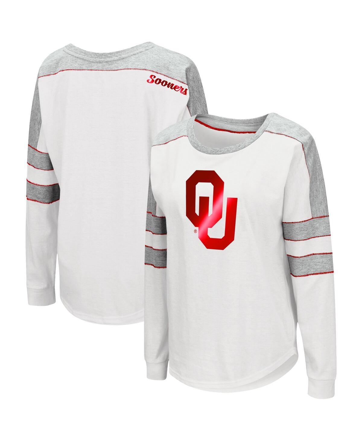 Colosseum Women's  White Oklahoma Sooners Trey Dolman Long Sleeve T-shirt