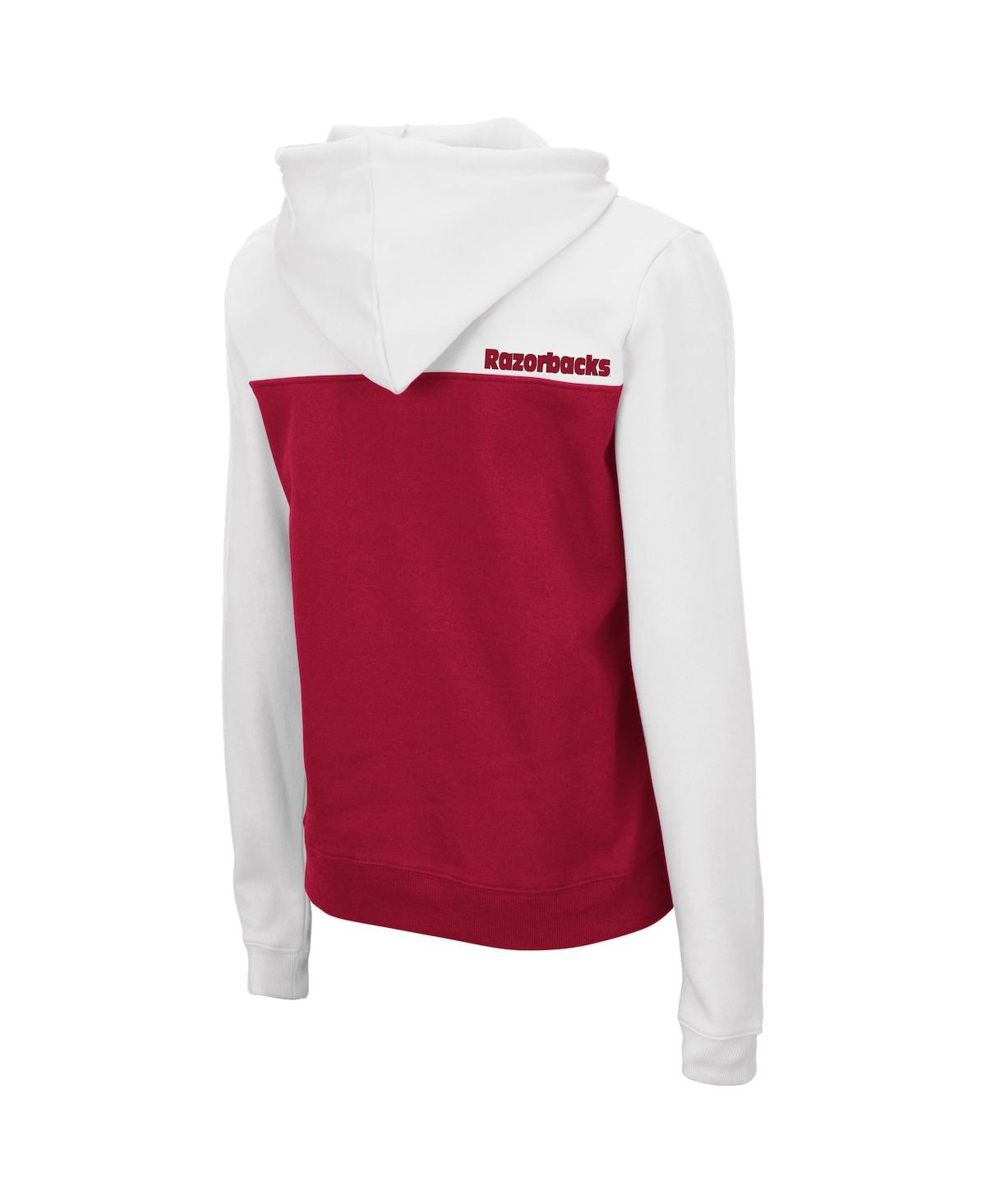 Women's Colosseumand Cardinal Arkansas Razorbacks Aidan Half-Zip Hoodie - White, Cardinal