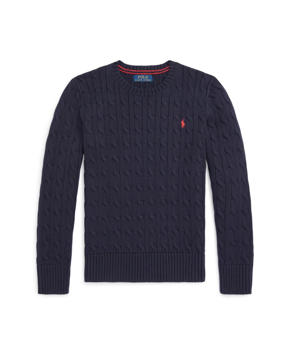 POLO RALPH LAUREN BIG BOYS CABLE- KNIT CREWNECK SWEATER