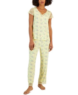 Charter Club - Women's Lace-Trim Printed Pajama Set