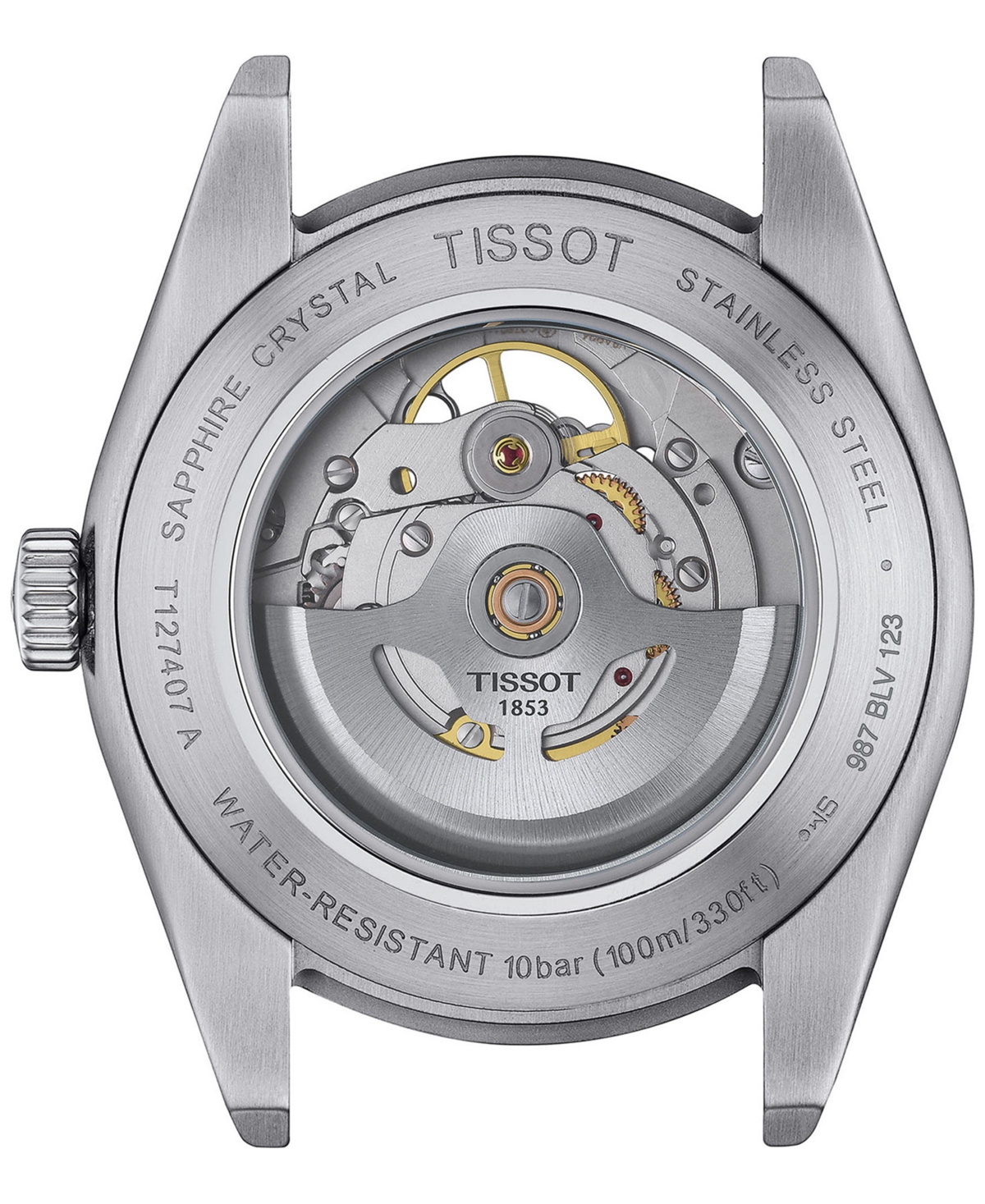 Tissot Men's Gentleman Powermatic 80 Open Heart Grey Stainless Steel Bracelet Watch 40mm