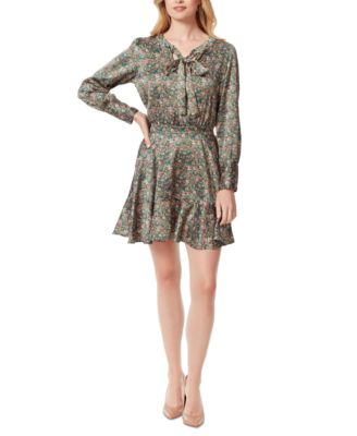 Jessica Simpson - Women's Davina Floral-Print Tie-Neck Mini Dress