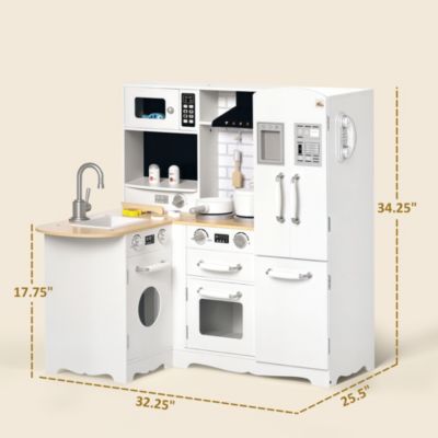 Wooden Big Kitchen Playset for Kids with Tons of Storage, Sound Effect