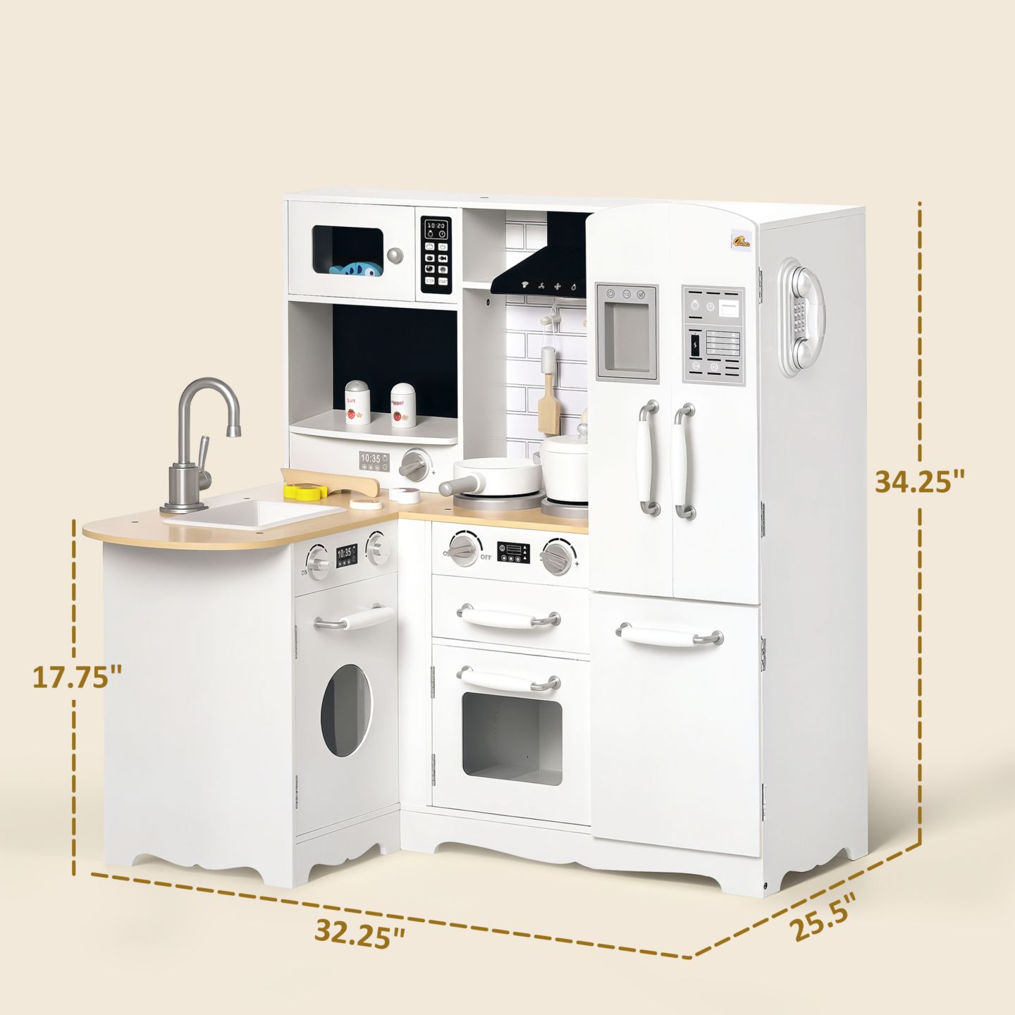 Детские игрушки Qaba Large Kitchen Set, 14-Piece Playset, Ages 3+ — фото 9