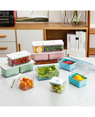 Stackable Produce Savers, Organizer Bins, Set of 3, Green