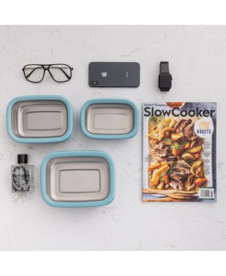 Stainless Steel Food Containers, Set of 3, 470ML, 900ML,1.4L, Dark Blue