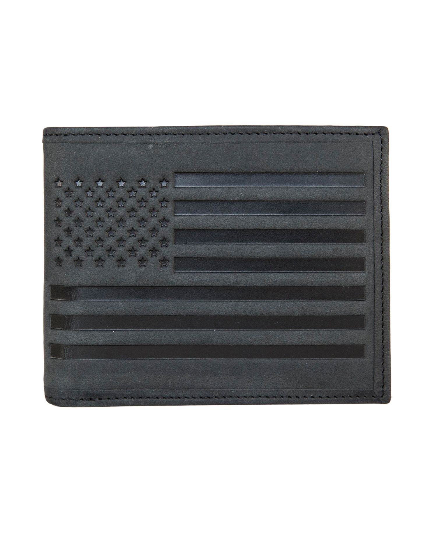 Men's Flag Embossed Leather Bifold Wallet