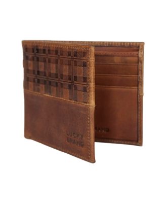 Men's Plaid Embossed Leather Bifold Wallet