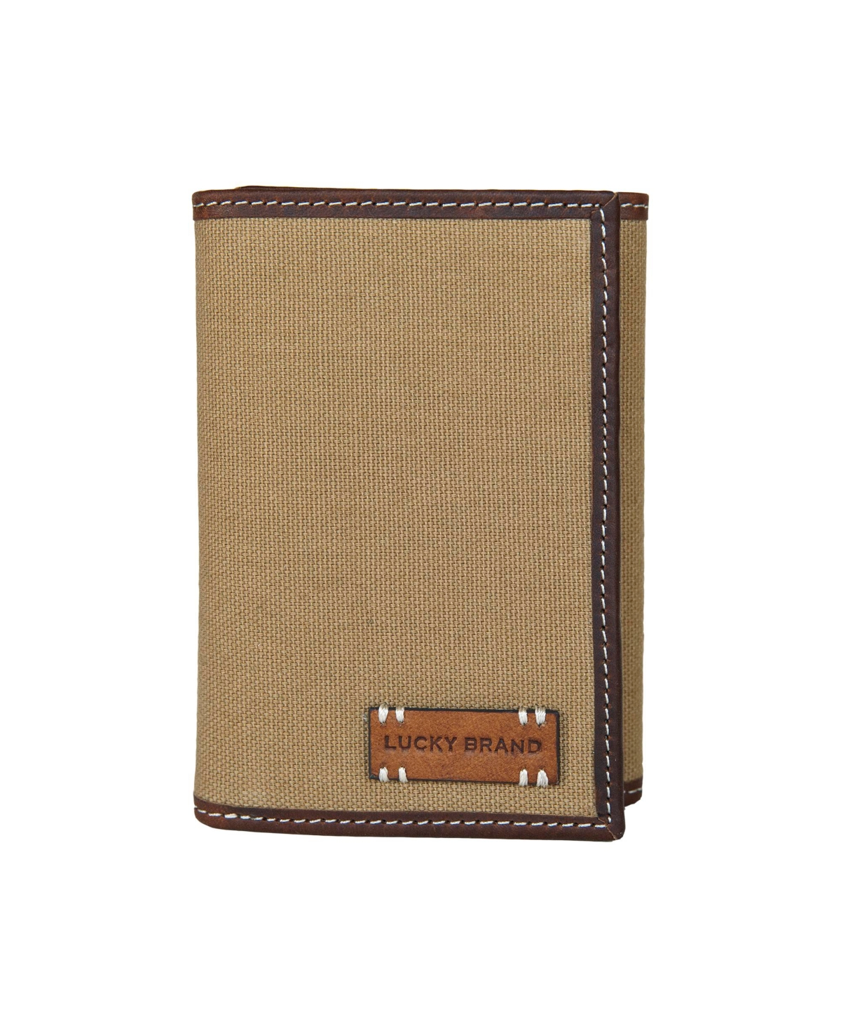 Men's Canvas with Leather Trim Trifold Wallet - Olive