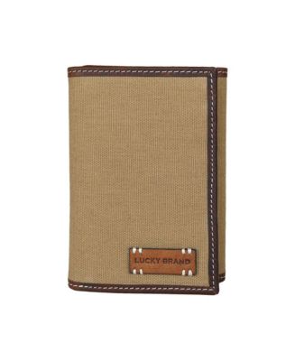 Lucky Brand Men's Canvas with Leather Trim Trifold Wallet - Macy's